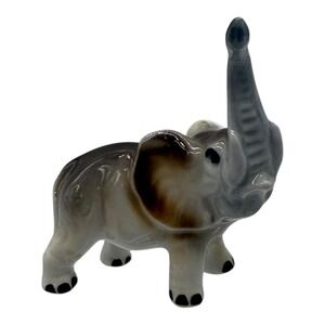 Elephant Figurine Trunk Up Ceramic Animal Statue‎ Decor Collectible Gift